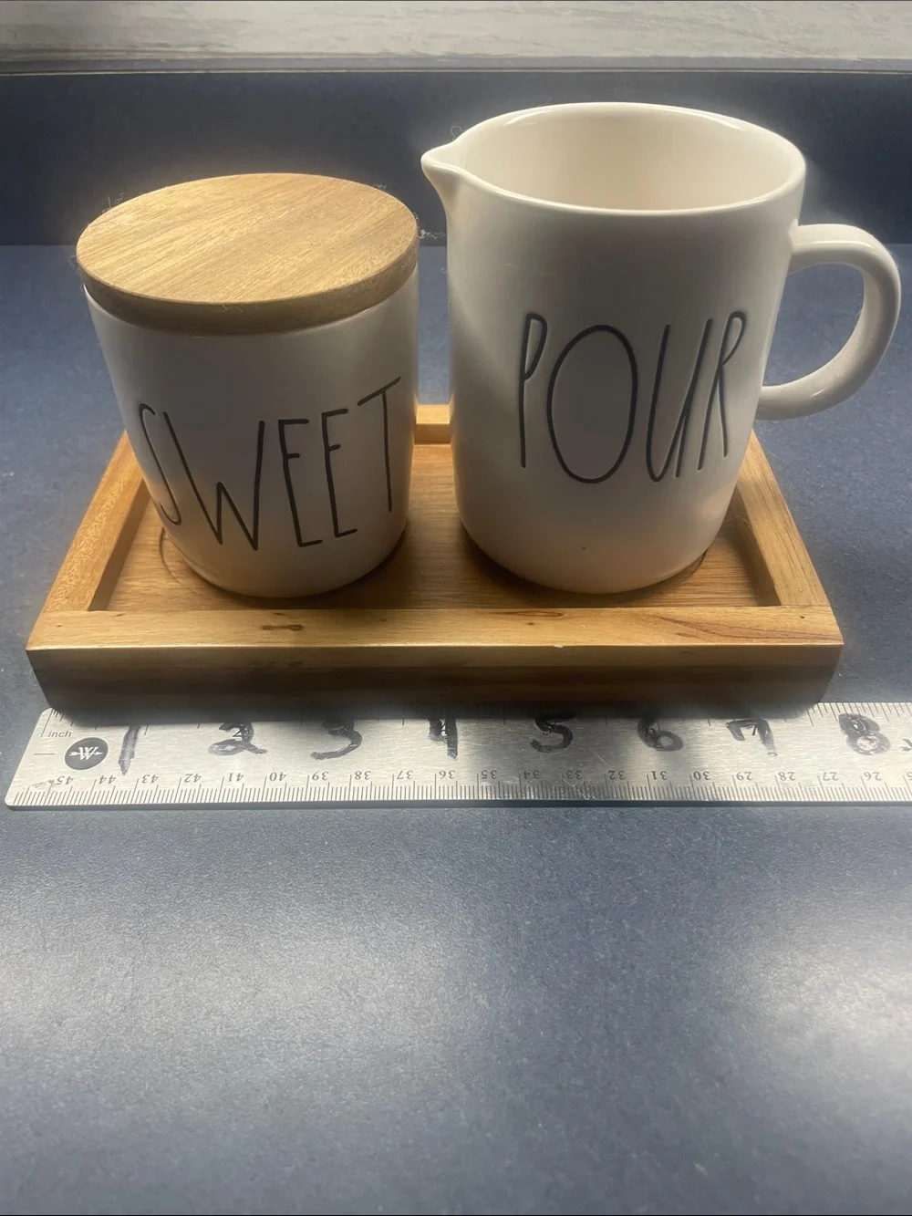 Rae Dunn 'Pour' Cream Pitcher with 'Sweet' Canister - Cream